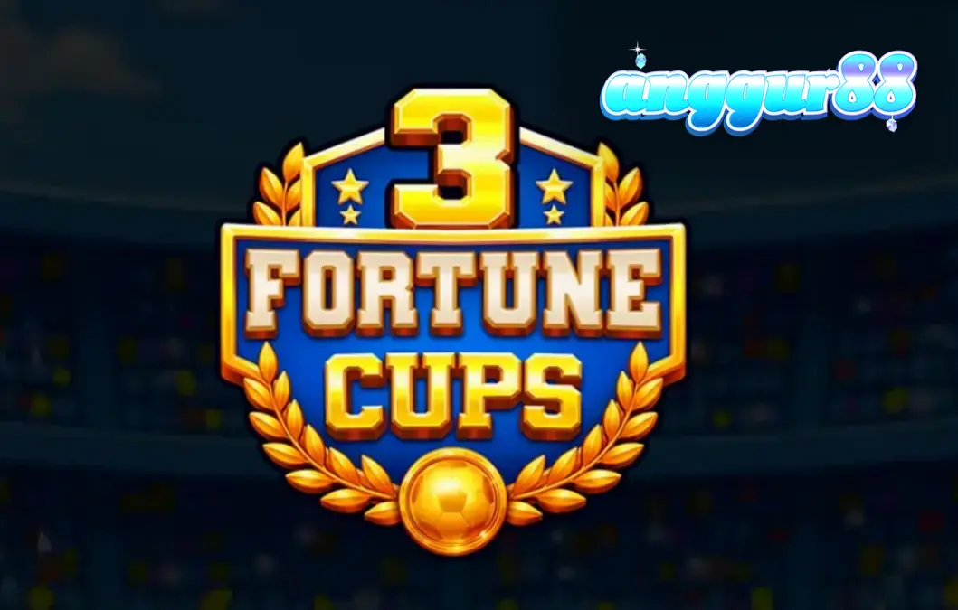 Tampilan visual slot 3 Fortune Cups dengan tema sepak bola dan trofi emas